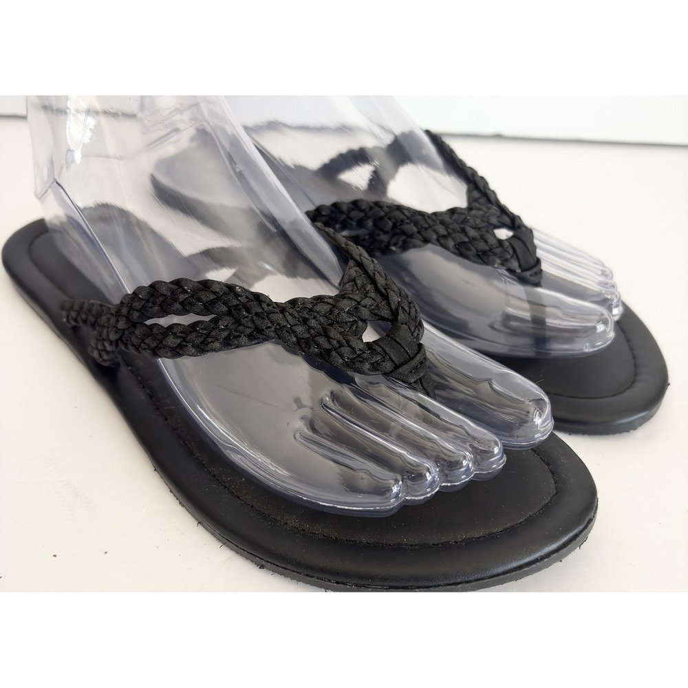 Sonoma Black Braided Thong Sandals Women's Size 7 Flat Slip On Boho Beach Kohls